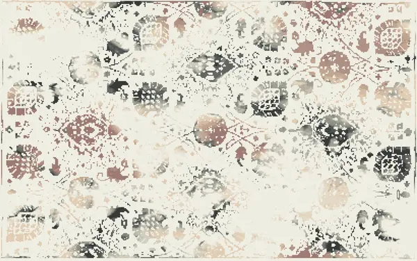 Yüksek çözünürlüklü sıkıntılı ve grunge desenli modern Boho trend stili halı tasarımı çizimi