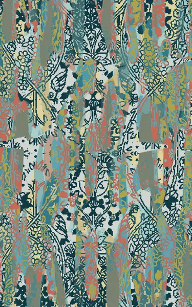 Yüksek çözünürlüklü sıkıntılı ve grunge desenli modern Boho trend stili halı tasarımı çizimi