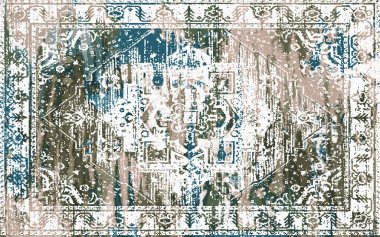 Yüksek çözünürlüklü sıkıntılı ve grunge desenli modern Boho trend stili halı tasarımı çizimi