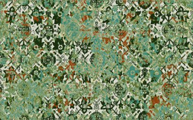 Yüksek çözünürlüklü sıkıntılı ve grunge desenli modern Boho trend stili halı tasarımı çizimi