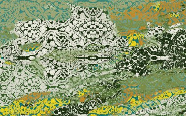 Yüksek çözünürlüklü sıkıntılı ve grunge desenli modern Boho trend stili halı tasarımı çizimi