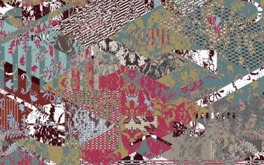 Yüksek çözünürlüklü sıkıntılı ve grunge desenli modern Boho trend stili halı tasarımı çizimi