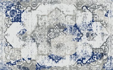 Yüksek çözünürlüklü sıkıntılı ve grunge desenli modern Boho trend stili halı tasarımı çizimi