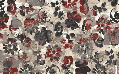 Yüksek çözünürlüklü sıkıntılı ve grunge desenli modern Boho trend stili halı tasarımı çizimi