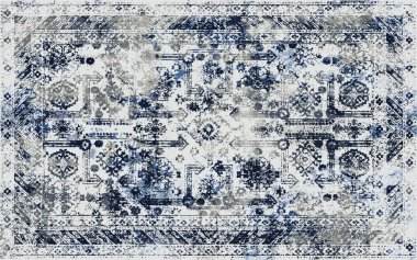 Yüksek çözünürlüklü sıkıntılı ve grunge desenli modern Boho trend stili halı tasarımı çizimi