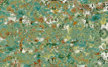 Yüksek çözünürlüklü sıkıntılı ve grunge desenli modern Boho trend stili halı tasarımı çizimi