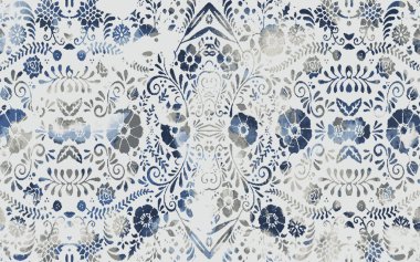 Yüksek çözünürlüklü sıkıntılı ve grunge desenli modern Boho trend stili halı tasarımı çizimi