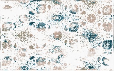 Yüksek çözünürlüklü sıkıntılı ve grunge desenli modern Boho trend stili halı tasarımı çizimi