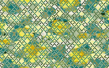 Yüksek çözünürlüklü sıkıntılı ve grunge desenli modern Boho trend stili halı tasarımı çizimi