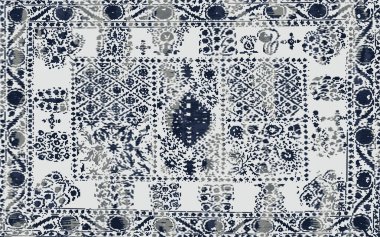 Yüksek çözünürlüklü sıkıntılı ve grunge desenli modern Boho trend stili halı tasarımı çizimi