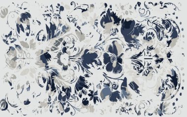 Yüksek çözünürlüklü sıkıntılı ve grunge desenli modern Boho trend stili halı tasarımı çizimi