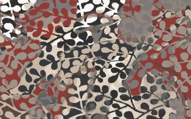 Yüksek çözünürlüklü sıkıntılı ve grunge desenli modern Boho trend stili halı tasarımı çizimi