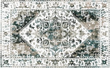 Yüksek çözünürlüklü sıkıntılı ve grunge desenli modern Boho trend stili halı tasarımı çizimi