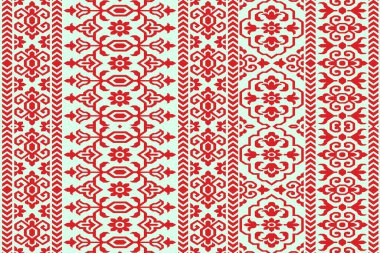 Modern desenli ve dokuları yüksek çözünürlüklü renklere sahip Noel halk sanatı tasarımı halısı.