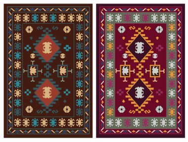 Kilim Halı Modern Vektör Deseni Yüksek çözünürlüklü trend renkleriyle