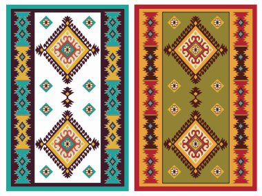 Kilim Halı Modern Vektör Deseni Yüksek çözünürlüklü trend renkleriyle