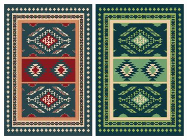 Kilim Halı Modern Vektör Deseni Yüksek çözünürlüklü trend renkleriyle