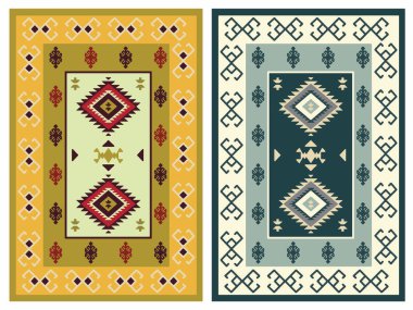 Kilim Halı Modern Vektör Deseni Yüksek çözünürlüklü trend renkleriyle
