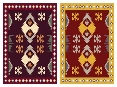 Kilim Halı Modern Vektör Deseni Yüksek çözünürlüklü trend renkleriyle