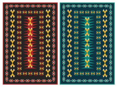 Kilim Halı Modern Vektör Deseni Yüksek çözünürlüklü trend renkleriyle