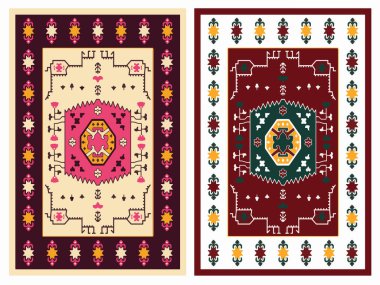 Kilim Halı Modern Vektör Deseni Yüksek çözünürlüklü trend renkleriyle