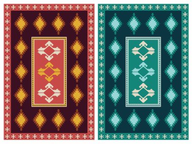 Kilim Halı Modern Vektör Deseni Yüksek çözünürlüklü trend renkleriyle