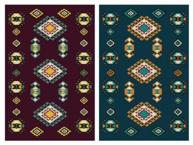 Kilim Halı Modern Vektör Deseni Yüksek çözünürlüklü trend renkleriyle