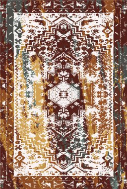 Kilim ve Aztek Vektör Kalıpları Grunge ve sıkıntılı desenli halı ve halılar
