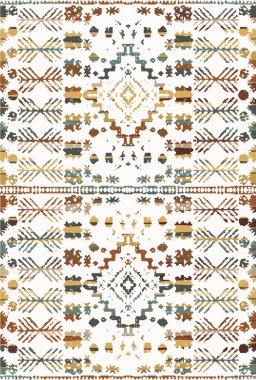 Kilim ve Aztek Vektör Kalıpları Grunge ve sıkıntılı desenli halı ve halılar