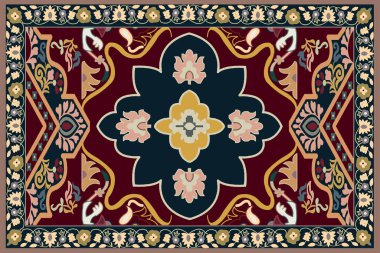 Halk sanatı ve çiçek tasarımı modern desenli halı ve dokusu yüksek çözünürlüklü trend renklere sahip