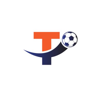 T harfi futbol topu logosu.