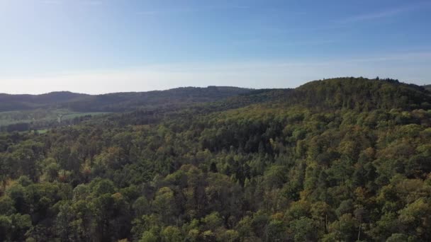 Vista Lejana Los Paisajes Forestales Naturales Áreas Agrícolas Otoño Prados — Vídeos de Stock
