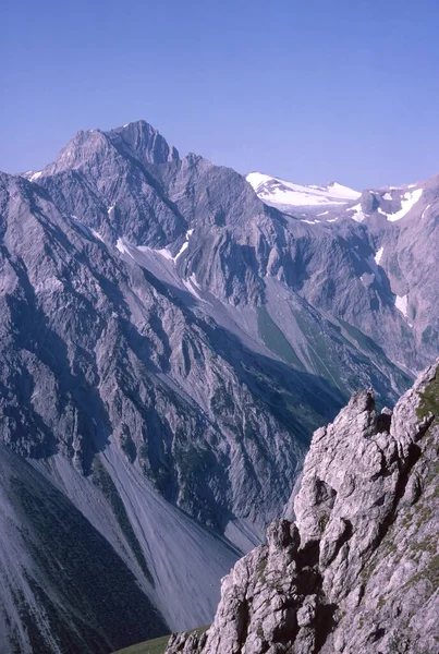 Paesaggio Naturale Con Cime Alta Montagna Del Rhaetikon Nelle Alpi — Foto Stock