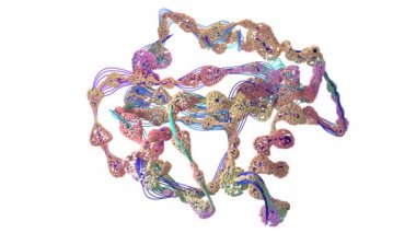 Protein adı verilen amino asit zinciri veya biyolojik moleküller - 3d illüstrasyon