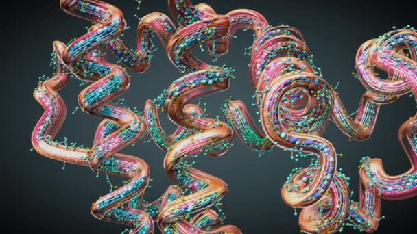 氨基酸或称为蛋白质的生物分子链 3D图例 — 图库视频影像