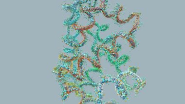 Protein adı verilen amino asit zinciri veya biyolojik moleküller - 3d illüstrasyon