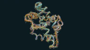 Protein adı verilen amino asit zinciri veya biyolojik moleküller - 3d illüstrasyon