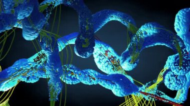 Protein adı verilen amino asit zinciri veya biyolojik moleküller - 3d illüstrasyon