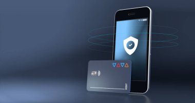 Güvenli internet bankacılığı, para transferleri ve havaleler için yüksek kaliteli cep telefonu - 3D illüstrasyon