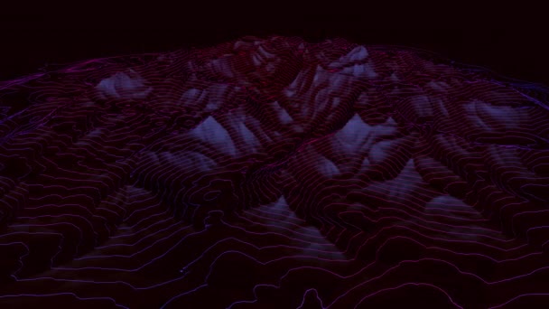 色と曲線の輪郭線で構成された山岳風景 3Dイラスト — ストック動画