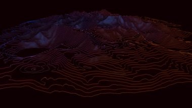 Renkli ve kıvrımlı sınır çizgilerinden oluşan dağlık bir manzara - 3d illüstrasyon