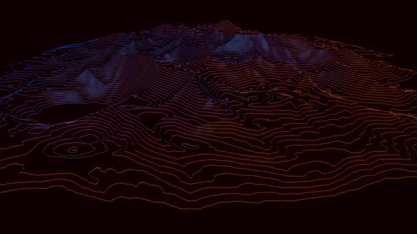 Mountainous Landscape Consisting Colored Curved Contour Lines Illustration — Stock Video