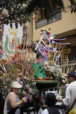 Las Palmas de Gran Canaria, İspanya - Kanarya Adası Gran Kanaryası - 30 Mayıs 2025 - Kanarya bayramının yanı sıra Kanarya geleneklerini de temsil eden Kanarya bayramını kutlamak için Paseo de las Canteras yürüyüşü