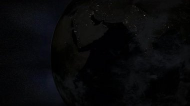 Güneş dış uzaydan yeryüzüne yükseliyor - 3 boyutlu illüstrasyon