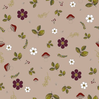 Doğa bitkileri ve sonbahar mevsimi ve desenler, kusursuz desen, parmak izi arka plan, kusursuz desen, parmak izi arka plan.