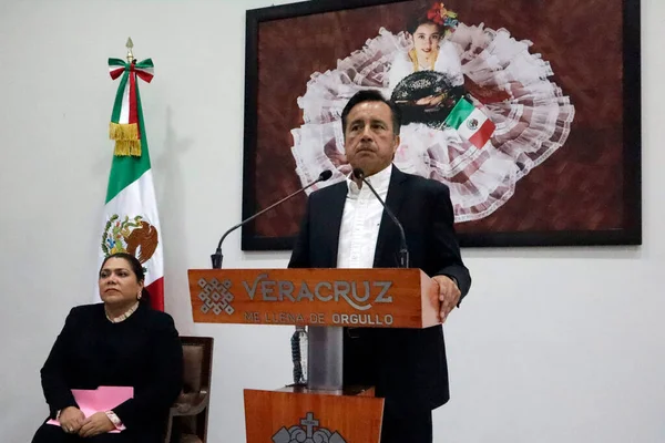 Sierpnia 2023 Meksyk Meksyk Gubernator Stanu Veracruz Cuitlahuac Garcia Jimenez — Zdjęcie stockowe