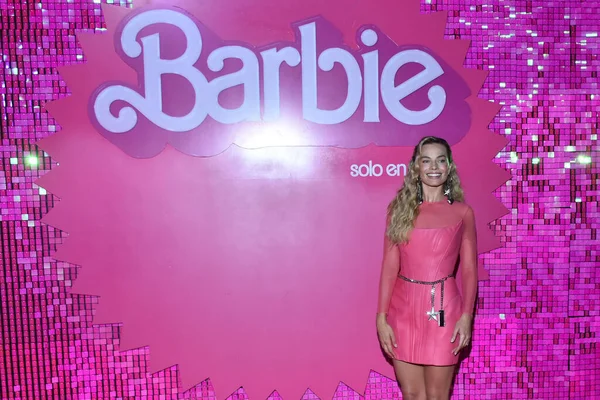 2023年7月6日 墨西哥墨西哥城 女演员玛格特 Margot Robbie 在Toreo Parque Central参加了芭比娃娃的粉色地毯 2023年7月6日 墨西哥墨西哥城 — 图库照片