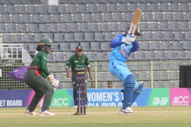 October 7, 2022, Sylhet, Bangladesh: Smriti Mandhana of India Women team dispatched through the leg side against Bangladesh Women Team during the Womens Cricket T20 Asia Cup 2022 at Sylhet International Cricket Stadium clipart