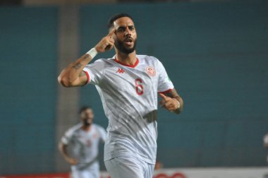 Tunus, TUNISIA - SEPTEMBER 3: Dylan Bronn (06), Tunus ve Ekvator Ginesi arasında oynanan 2022 Dünya Kupası ön eleme karşılaşmasını kutluyor.