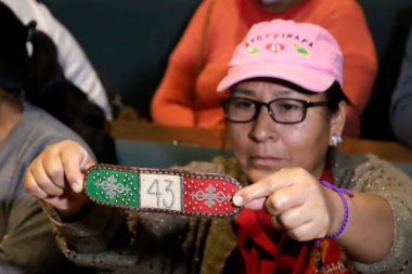 25 Temmuz 2023, Mexico City: Maria de Jesus Tlatempa, Jose Eduardo Bartolo 'nun annesi, 2014 yılında Iguala' da kaybolan Ayotzinapa Normal Okulu 'ndan 43 genç öğrenciden biri.